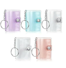 ミニシール帳 ミニアルバムキーホルダー シール帳 ミニ 5x3.5cm 2インチ 28枚写真収納可 写真ホルダー フォトアルバム 推し活グッズ クリアポケット キーチェーン付き フォトアルバムキーホルダー 小型 DIY 手作り 記念フォトアルバム 応援 ペンダント ギフト