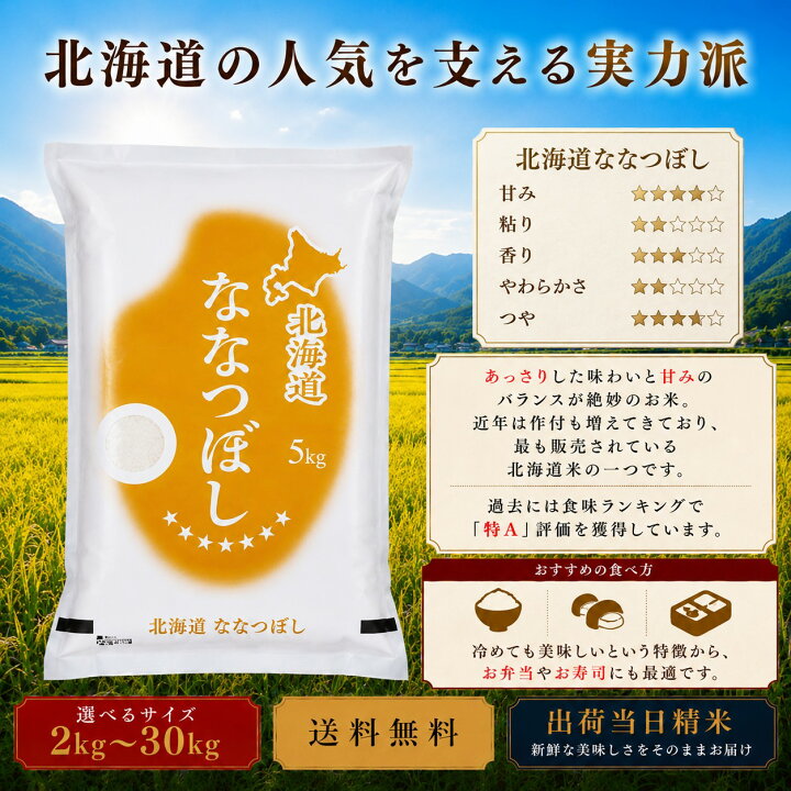楽天市場】北海道 ななつぼし 令和6年 2kg 5kg 10kg 15kg 20kg 25kg 