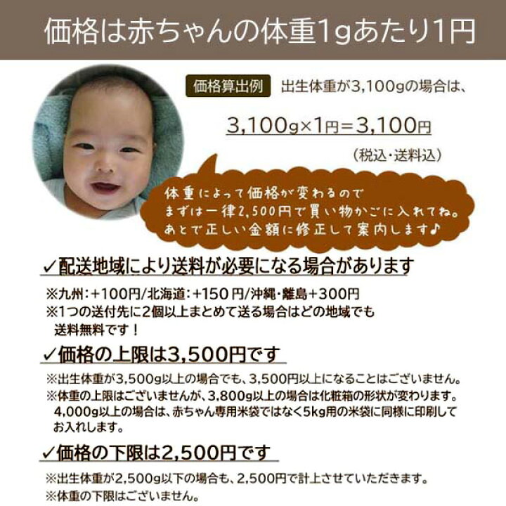楽天市場】出産内祝い お米 名入れ 赤ちゃん体重米 送料無料 内祝い 出産祝い お返し ギフト 令和4年産 伊賀米コシヒカリ 三重県産結びの神 岐阜県産縁結び 赤ちゃん米 体重米 ウエイト米 出生体重 写真入り 男の子 女の子 結婚式 命名 おしゃれ 嬉しい 1g1円 : お米と ... 楽天市場】出産内祝い お米 名入れ 赤ちゃん体重米 送料無料 内祝い 出産祝い お返し ギフト 令和4年産 伊賀米コシヒカリ 三重県産結びの神 岐阜県産縁結び 赤ちゃん米 体重米 ウエイト米 出生体重 写真入り 男の子 女の子 結婚式 命名 おしゃれ 嬉しい 1g1円 : お米と ...