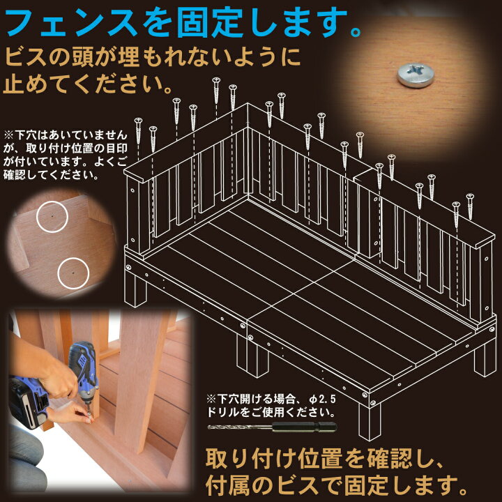 楽天市場】ウッドデッキPLUS 1.25坪 9点セット ナチュラル デッキ本体5 