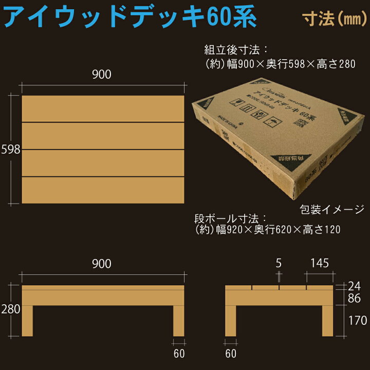 楽天市場】【マラソン中ポイント5倍】ウッドデッキ 人工木 60系 3点 