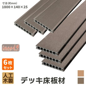 ウッドデッキ 床材 180cm 6枚セット ダークブラウン 床板 板材 アイウッドフォー 人工木 板材 樹脂製 色あせない 腐らない シロアリ防止 メンテナンス楽 すべらない 床面ザラザラ加工 リアルな木質感