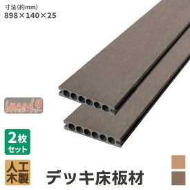 ウッドデッキ 床材 898x140x25mm 2枚セット ダークブラウン 床板 板材 アイウッドフォー 人工木 板材 樹脂製 色あせない 腐らない シロアリ防止 すべらない 床面ザラザラ加工 リアルな木質感
