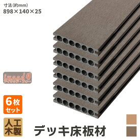 ウッドデッキ 床材 898x140x25mm 6枚セット ダークブラウン 床板 板材 アイウッドフォー 人工木 板材 樹脂製 色あせない 腐らない シロアリ防止 すべらない 床面ザラザラ加工 リアルな木質感