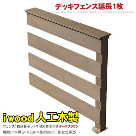 ウッドデッキフェンス 手すり付き 横ボーダー 延長1枚 ダークブラウン 1bd-db 高さ810mm アイウッド 人工木 樹脂製 色あせない 腐らない シロアリ防止 メンテナンス楽 ザラザラ加工仕上げ リアルな木質感