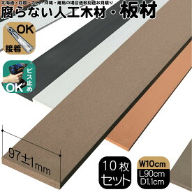 1月下旬発送 人工木材 10枚 人工無垢材 板材 幅約10cm厚み1.1cm長さ90cm ダークブラウン アイウッド 人工木 樹脂製 色あせない 腐らない シロアリ防止 ザラザラ加工仕上げ リアルな木質感