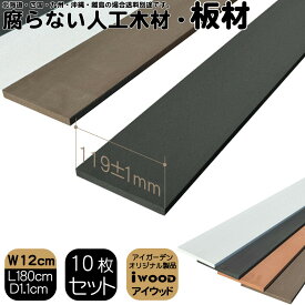ランキング入賞！ 人工木材 180cm ブラック 10枚セット 幅約12cm厚み1.1cm 人工無垢材 板材 アイウッド 人工木 樹脂製 色あせない 腐らない シロアリ防止 ザラザラ加工仕上げ リアルな木質感