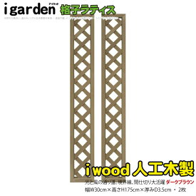 ランキング入賞！ アイウッド 格子ラティス 人工木製 H175cmxW30cm 2枚セット ダークブラウン 樹脂製 腐らない 色あせない 目隠しフェンス 日除け ラティス 外構資材 10年以上の実績