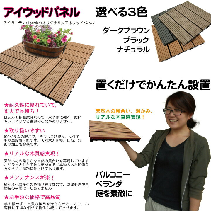 楽天市場】ウッドパネル ウッドタイル 30x30cm 81枚 ダークブラウン 