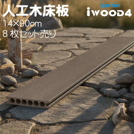 ウッドデッキ 床材 898x140x25mm 8枚セット ダークブラウン 床板 板材 アイウッドフォー 人工木 板材 樹脂製 色あせない 腐らない シロアリ防止 すべらない 床面ザラザラ加工 リアルな木質感