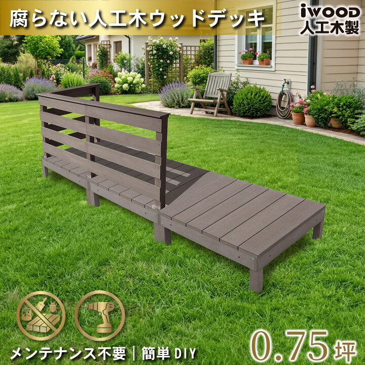 楽天市場】ウッドデッキ 人工木 0.75坪 6点セット ダークブラウン 