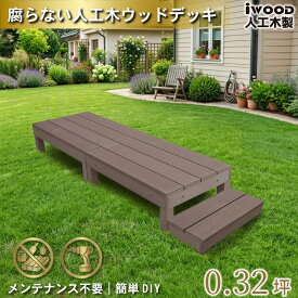 ウッドデッキ 人工木 60系 3点セット ダークブラウン デッキ本体2点 60cmステップ1点 アイウッドデッキ60系 縁台 10年以上の実績 色あせない 腐らない シロアリ防止 すべらない 床面ザラザラ加工 リアルな木質感
