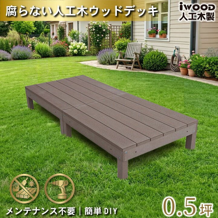 楽天市場】ウッドデッキ 人工木 0.5坪 2点セット ダークブラウン 