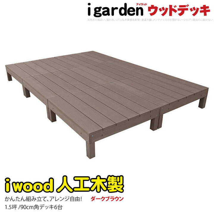 楽天市場 ウッドデッキ 人工木製 1 5坪 6点セット ダークブラウン 6ddb アイウッドデッキ 0d 人工デッキ 人工木 樹脂木 木樹脂 置くだけ 組立簡単 アウトドアリビング Igarden