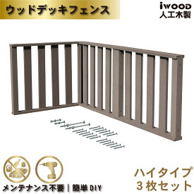 ウッドデッキフェンス 人工木製 縦柵 ハイタイプ 3枚セット ダークブラウン 高さ80cm アイウッド 人工木 樹脂製 色あせない 腐らない シロアリ防止 メンテナンス楽 ザラザラ加工仕上げ リアルな木質感