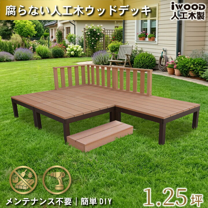 楽天市場】ウッドデッキPLUS 1.25坪 9点セット ナチュラル デッキ本体5 