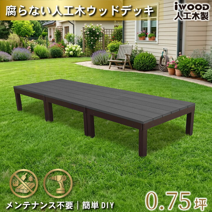 楽天市場】ウッドデッキPLUS 0.75坪 デッキ本体3点セット ブラック 