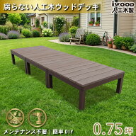 ウッドデッキPLUS 0.75坪 3点セット ダークブラウン デッキ本体3点 人工木床板 アルミ合金ボディ高さ4cm…
