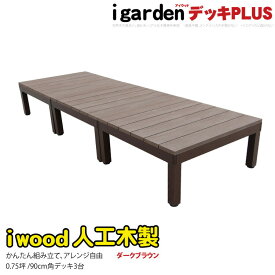 ランキング入賞！ ウッドデッキPLUS 0.75坪 3点セット ダークブラウン デッキ本体3点 人工木床板 アルミ合金ボディ高さ4cm調節可能 アイウッドデッキPLUS 色あせない 腐らない シロアリ防止 床面ザラザラ加工 リアルな木質感 ウッドデッキ 樹脂