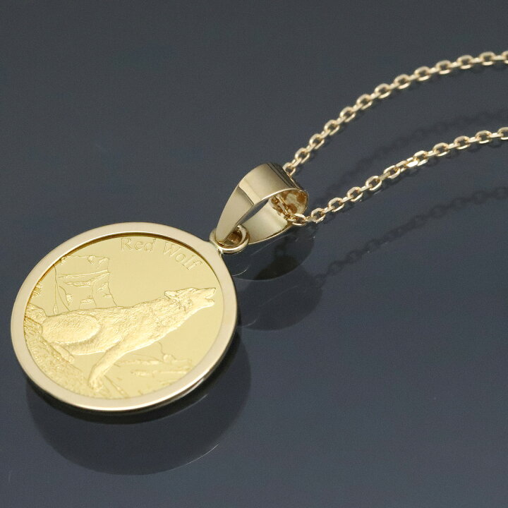 楽天市場】コイン ネックレス ペンダント ウルフ＆コンドル 24金 K24  