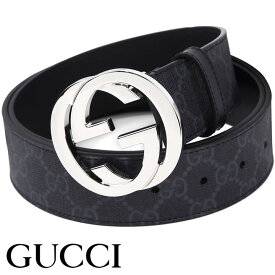 グッチ ベルト GUCCI Gバックル GGスプリームキャンバス メンズベルト ブラック×グレー 411924-KGDHX-8449 【お取り寄せ】【入学祝い 誕生日 お祝い プレゼント ギフト】