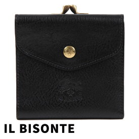 イルビゾンテ 二つ折り財布 IL BISONTE がま口財布 本革 レディース メンズ ブラック SMW011 PV0005 BK110（C0423 153） 【あす楽】【入学祝い 誕生日 お祝い プレゼント ギフト】