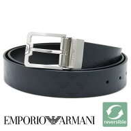 エンポリオアルマーニ メンズベルト リバーシブル レザー 回転式バックル EMPORIO ARMANI ブランド ベル…