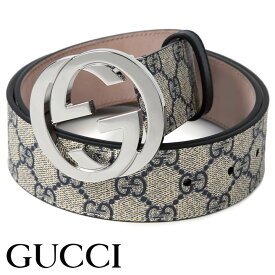 グッチ ベルト GUCCI Gバックル GGスプリームキャンバス メンズベルト ベージュ×ネイビー 411924-KGDHN-4075 【あす楽】【入学祝い 誕生日 お祝い プレゼント ギフト】