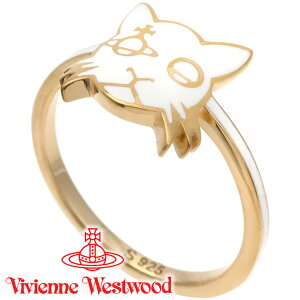 ヴィヴィアンウエストウッド リング 指輪 レディース Vivienne Westwood 猫 キャット ヴィヴィアン カットリング ホワイト×ゴールド 64040076-R175 【あす楽】【送料無料】