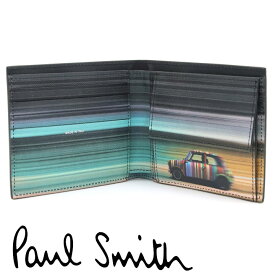 【クーポン配布中】 ポールスミス 財布 Paul Smith 二つ折り財布 メンズ ブラック シグネチャーストライプ ミニクーパー レーシング M1A-4833-MMIBLR 79 【あす楽】【父の日 誕生日 お祝い プレゼント ギフト】