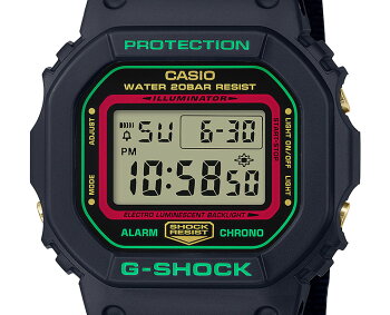 カシオGショックオリジン5600スローバック1990sブラック&レッドDW-5600THC-1JFCASIOG-SHOCKORIGINThrowbackデジタル赤黒緑グリーンメンズ腕時計