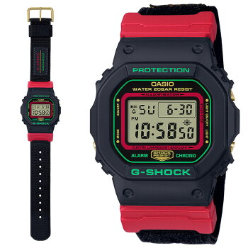カシオGショックオリジン5600スローバック1990sブラック&レッドDW-5600THC-1JFCASIOG-SHOCKORIGINThrowbackデジタル赤黒緑グリーンメンズ腕時計
