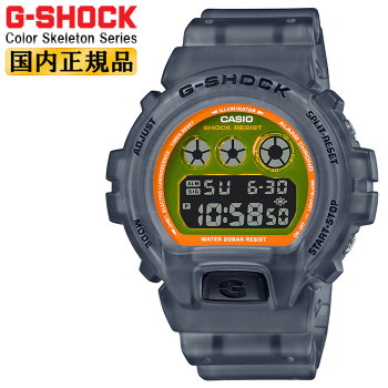 カシオGショックカラー・スケルトンシリーズグレー&オレンジDW-6900LS-1JFCASIOG-SHOCKColorSkeletonSeriesデジタル灰色メンズ腕時計(DW6900LS1JF)