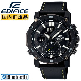 [発売日に発送できます！] カシオ エディフィス スマートフォンリンク機能 ブラック ECB-20YCL-1AJF CASIO EDIFICE Bluetooth搭載 クロノグラフ デジタル＆アナログ コンビネーション レザーバンド 黒 メンズ 腕時計 （ECB20YCL1AJF）