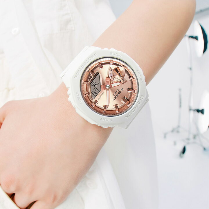 楽天市場】G-SHOCK ミッドサイズ ホワイト＆ピンクゴールド GMA 
