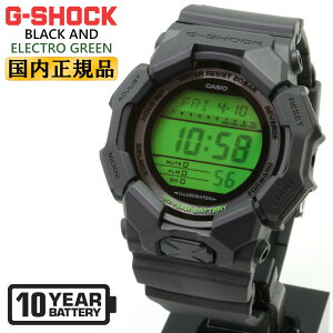 G-SHOCK G�V���b�N 10�N�o�b�e���[ GD-010BEG-1JF �u���b�N���O���[�� BLACK AND ELECTRO GREEN CASIO �J�V�I �f�W�^�� �r�b�O�P�[�X �� �� �����Y �r���v �iGD010BEG1JF�j [�݌ɂ���]