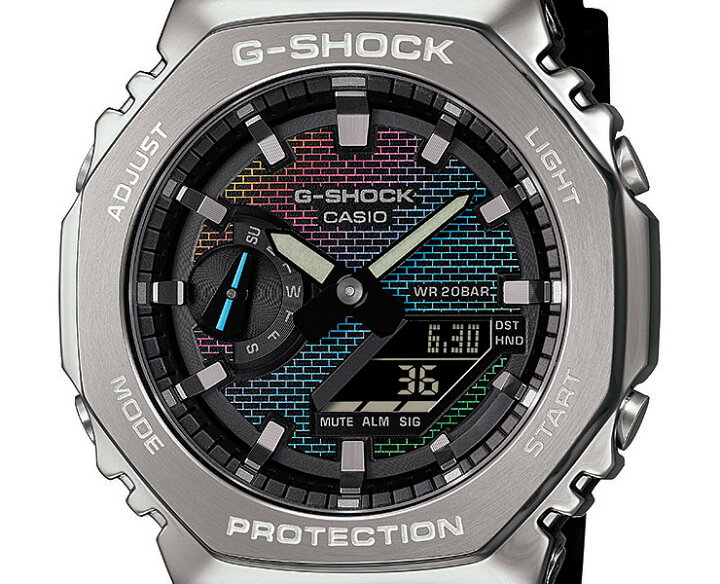 楽天市場】G-SHOCK Gショック メタルカバード レインボー文字板 GM 