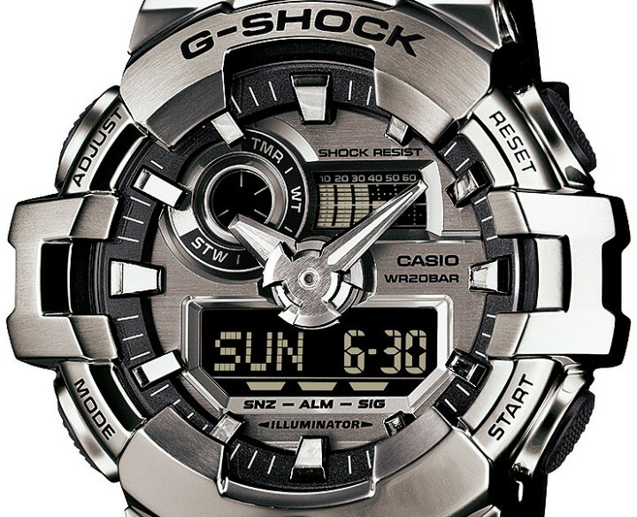 楽天市場】G-SHOCK Gショック メタルカバード シルバー＆ブラック GM 
