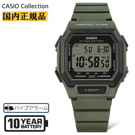 CASIO Collection カシオ コレクション W-738H-3AJF オリーブ カーキ デジタル 10年バッテリー バイブレーションアラーム オクタゴン 緑 メンズ 腕時計 （W738H3AJF）