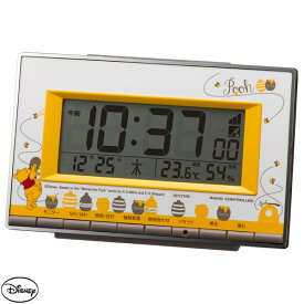ディズニー 電波 時計 くまのプーさん 8RZ133MC08 電波 デジタル カレンダー 温度 湿度 電子音 アラーム スヌーズ リズム RHYTHM 【お取り寄せ】【Disneyzone】