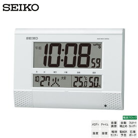 デジタル 電波 掛 置 時計 プログラムアラーム SQ435W セイコークロック SEIKO 電波 クロック デジタル 温度 湿度 掛け 置き スタンド カレンダー プログラム 30CH 【お取り寄せ】