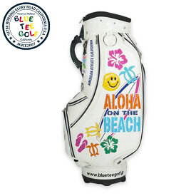 ALOHA ON THE BEACH アロハオンザビーチ キャディーバッグ ブルーティーゴルフ BLUE TEE GOLF CB-009 ホワイト ゴルフバッグ カート型 9インチ 46インチ対応 5分割