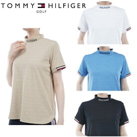 トミーヒルフィガー ゴルフ レディース エンボスロゴジャカード 半袖モックシャツ TOMMY HILFIGER GOLF THLA411 2024年春夏モデル