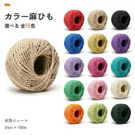 【ポイント10倍 8/15〜8/20】 IGNITE LIFE カラー麻ひも 麻紐 2mm×100m 選べる15色 天然ジュート 色付き…