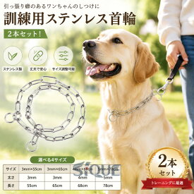 2本セット！訓練用首輪 犬用品 犬 首輪 ステンレス チェーン 引っ張り しつけ用 訓練 トレーニング 大型犬 簡単装着 中型犬 ベルジアン・マリノア ゴールデンレトリバー ロットワイラー
