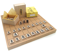木製将棋盤セット　新桂1寸卓上接合（ハギ）将棋盤（約3cm厚）としっかり太字の国産木製特選駒（裏赤）桐…