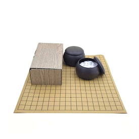 囲碁盤セット　塩ビの19路碁盤とP碁笥・碁石普及（約6mm厚）セット