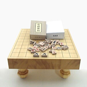 木製将棋盤セット　ヒバ2寸足付接合将棋盤に楓漆書き将棋駒