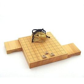 ミニチュア高級将棋セット　精巧な本格的本榧一寸卓上将棋盤セット（駒台・駒袋付き）
