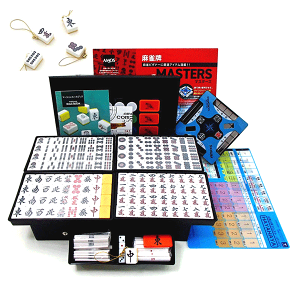 手打麻雀牌セット 囲碁ラボオリジナル牌ストラップ1個付 大きめ麻雀牌 アモス MASTERS(マスターズ)大洋技研
